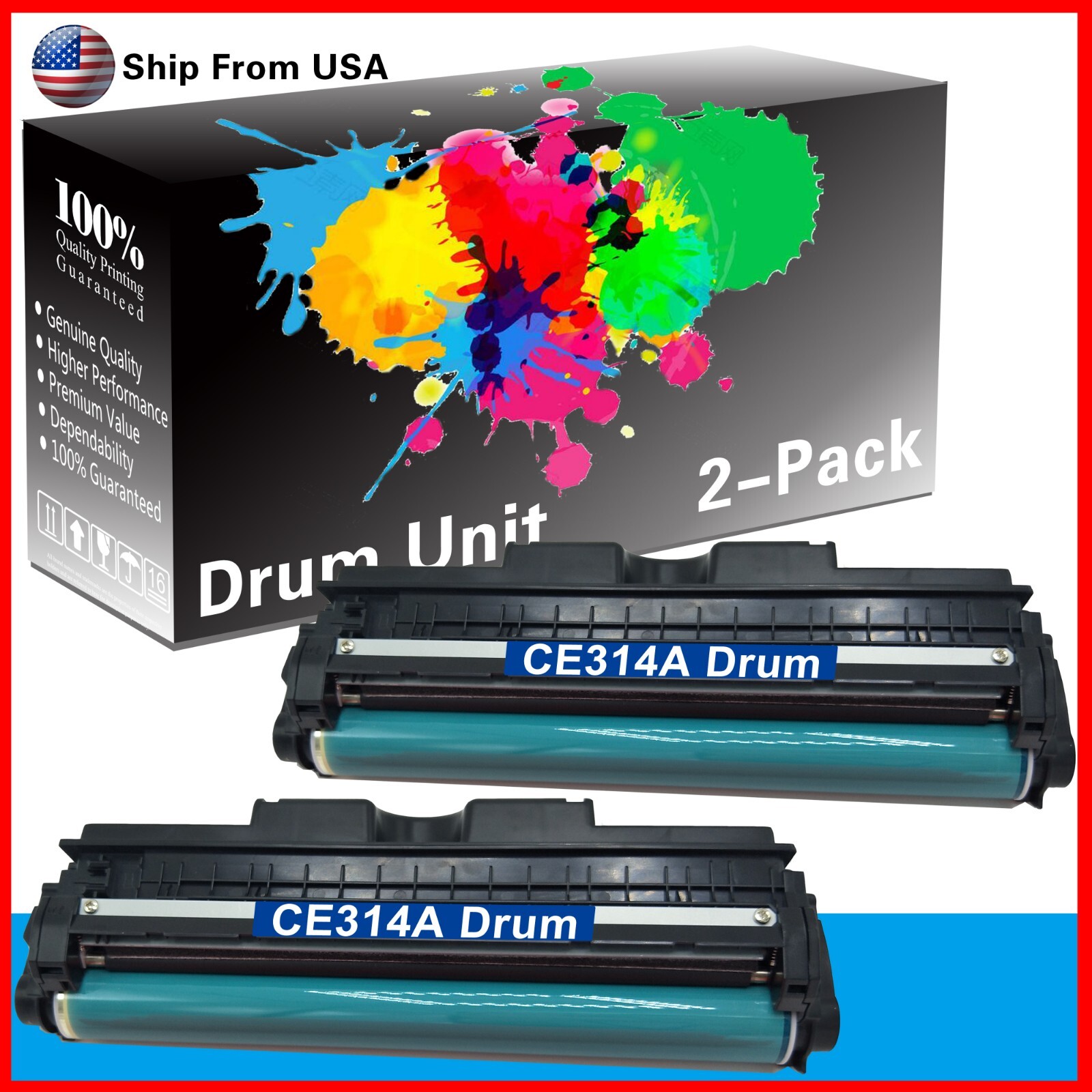 2-PacK CE314A Imaging Drum 126A for CP1020 CP1025 M175c Printer