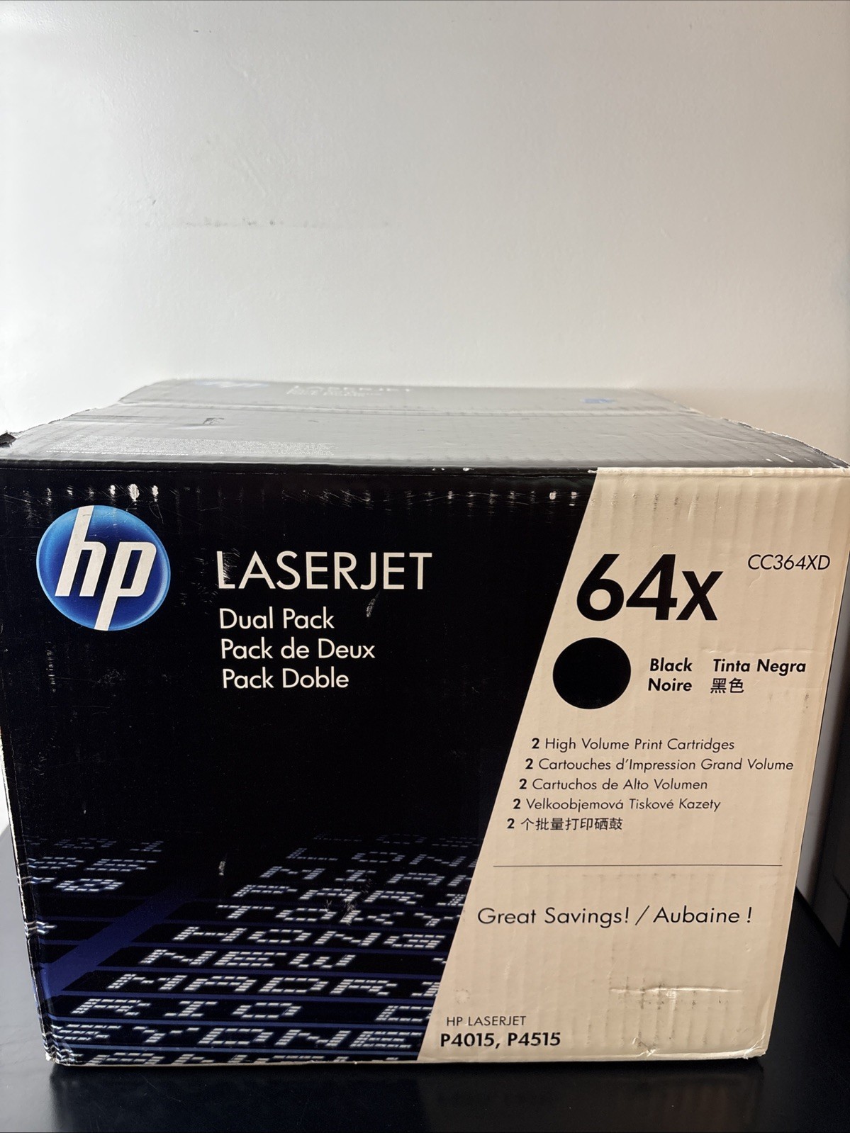 Genuine HP 64X (CC364XD) Black Toner Cartridge x2 (Dual Pack) New/Factory Sealed