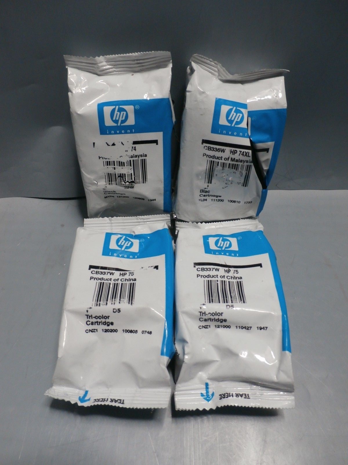 4Pack Genuine HP 74 x1 74xl x1 75 Tri-color x2 Ink Cartridges