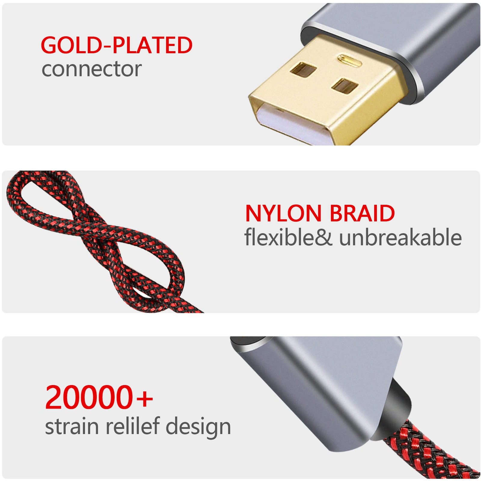 Tiierzon USB Printer Cable – 1.5Ft, Type A Male to B Male, High Speed, 1.5Ft