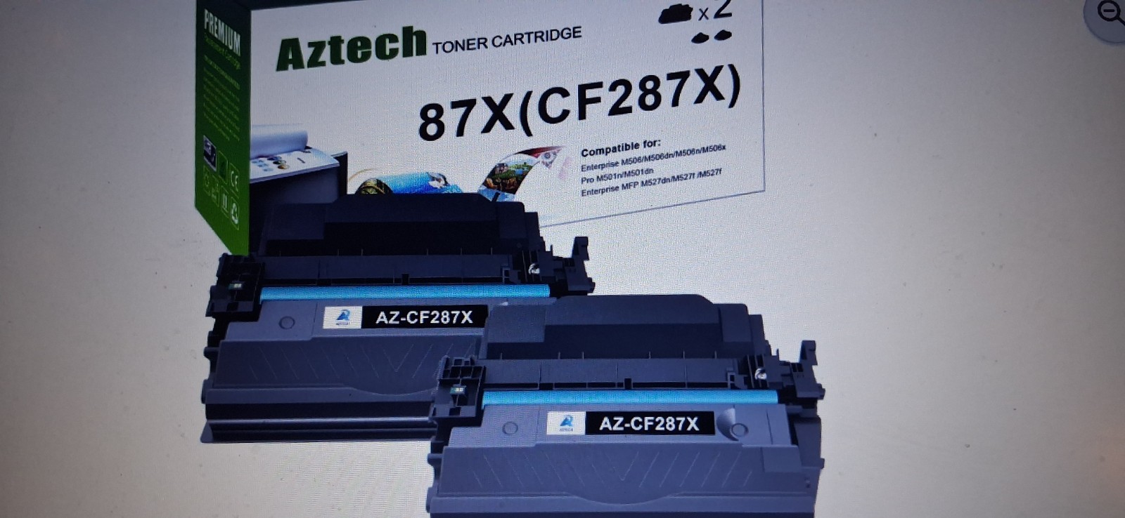Two–CF287X 87X Hi-Yield Black Toner Cartridges For HP M506 MFP M527