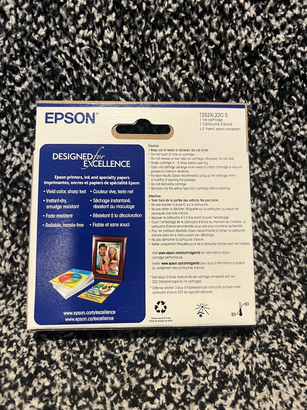 EPSON 252XL High Capacity Cyan Ink Cartridge T252XL220 Date: April 2028