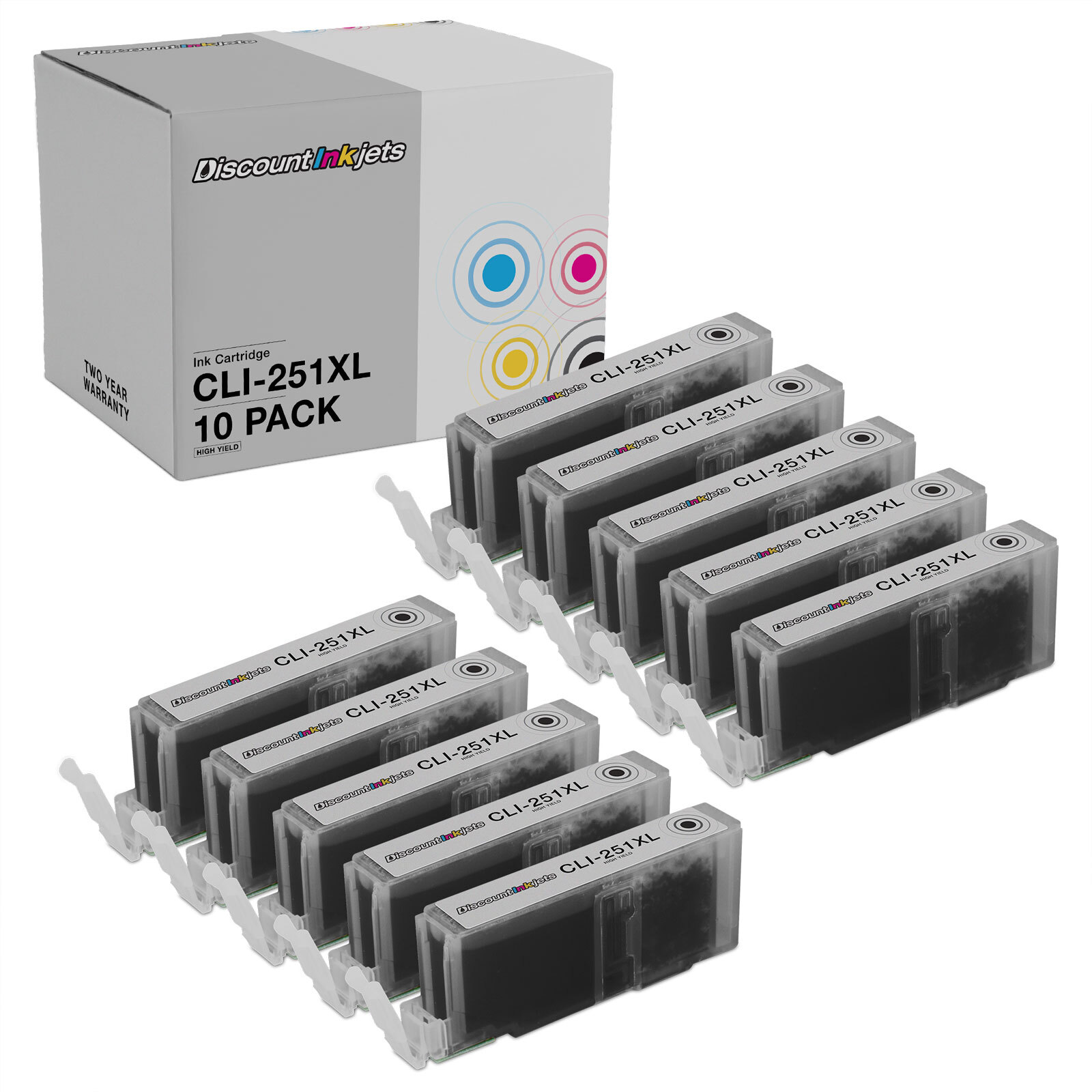 10 CLI-251XL 251 XL HY Black Printer Ink Cartridge for Canon Pixma ip8720 ix6820
