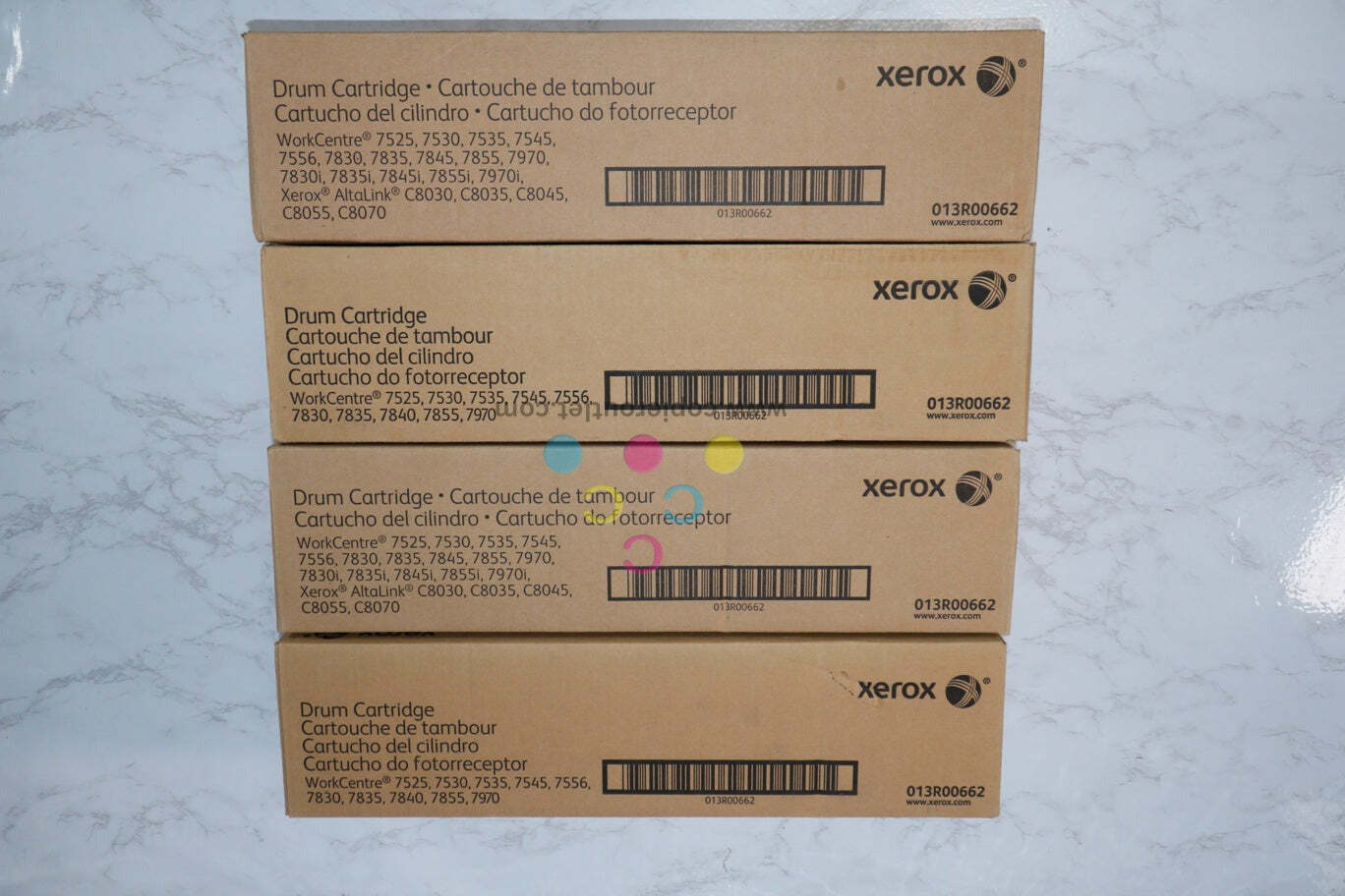 4 Xerox Drum Cartridges 013R00662 For WorkCentre 7525 7530 7535 7545 7556 7830