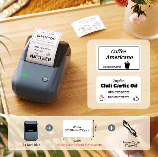 B1 Wireless Thermal Label Printer 20-50mm Barcode Price Label Maker Home