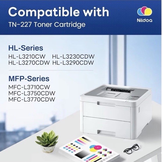Nildoa TN227 Compatible High Yield Toner 4-Pack BK/C/M/Y