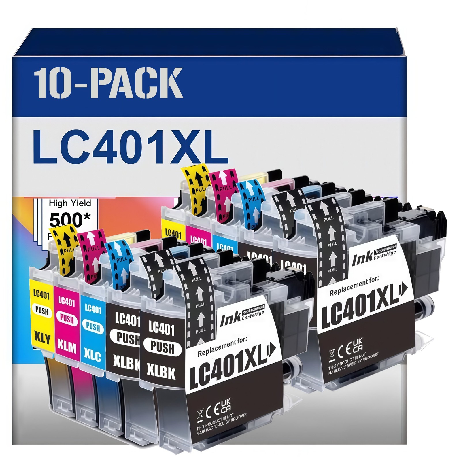 10Pack LC401XL Ink Cartridges For Bro LC401 MFC-J1010DW MFC-J1012DW J1170DW