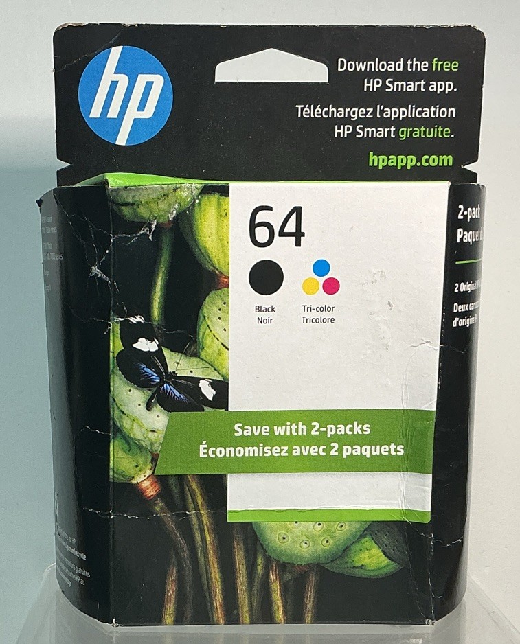 HP 64 (X4D92AN#140) Black & Tri-Color Ink Cartridge Exp April 2026