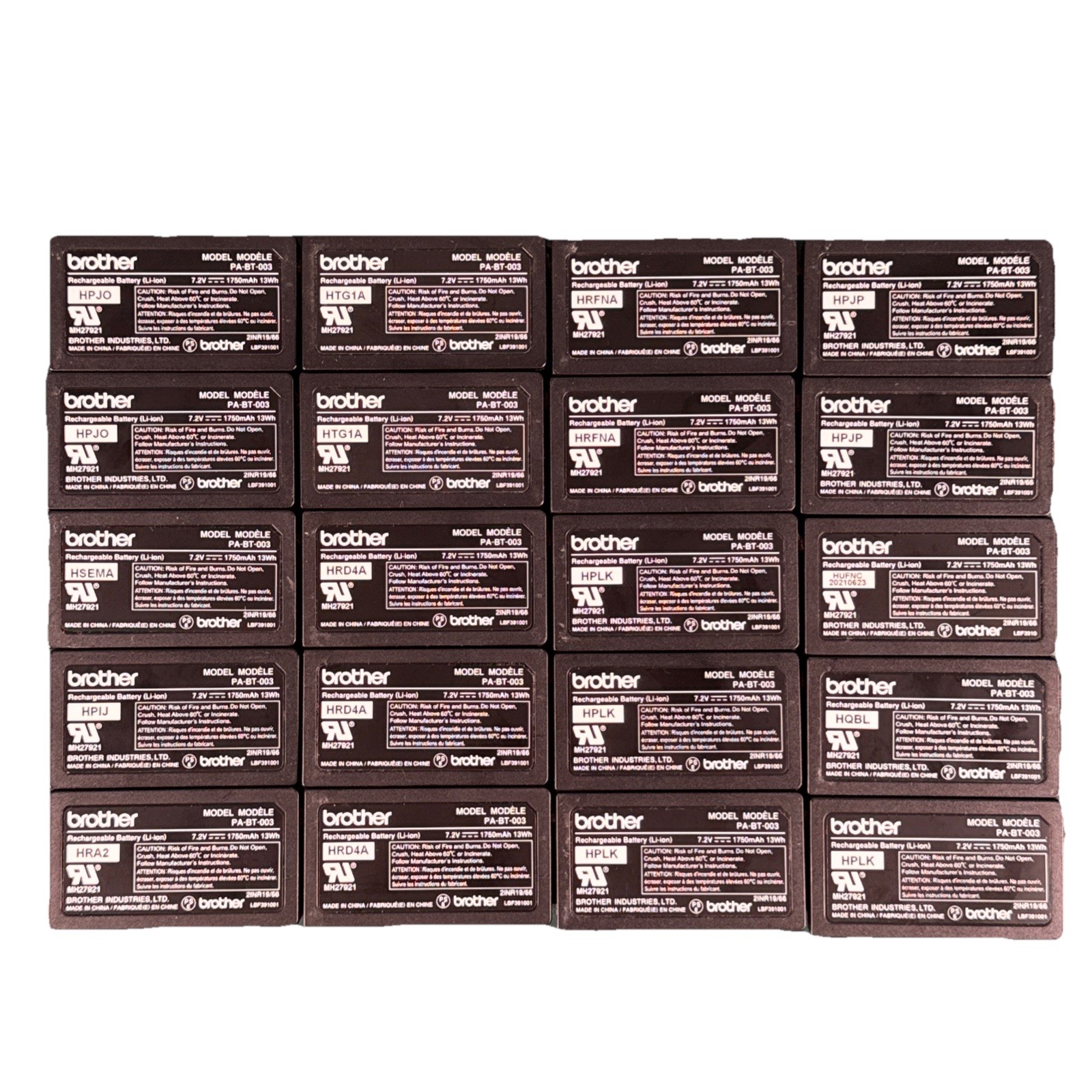 Lot 20 OEM Brother PA-BT-003 Li-Ion Batteries RJ-2030 RJ-2050 RJ-2140 RJ-2150
