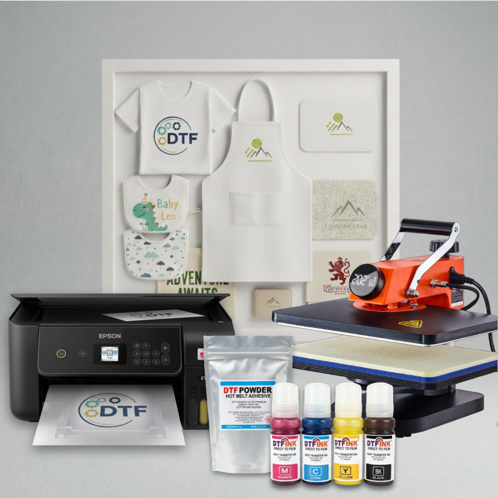 Complete DTF Printing Kit | Epson Printer & 12″x15″ Heat Press Bundle | Black