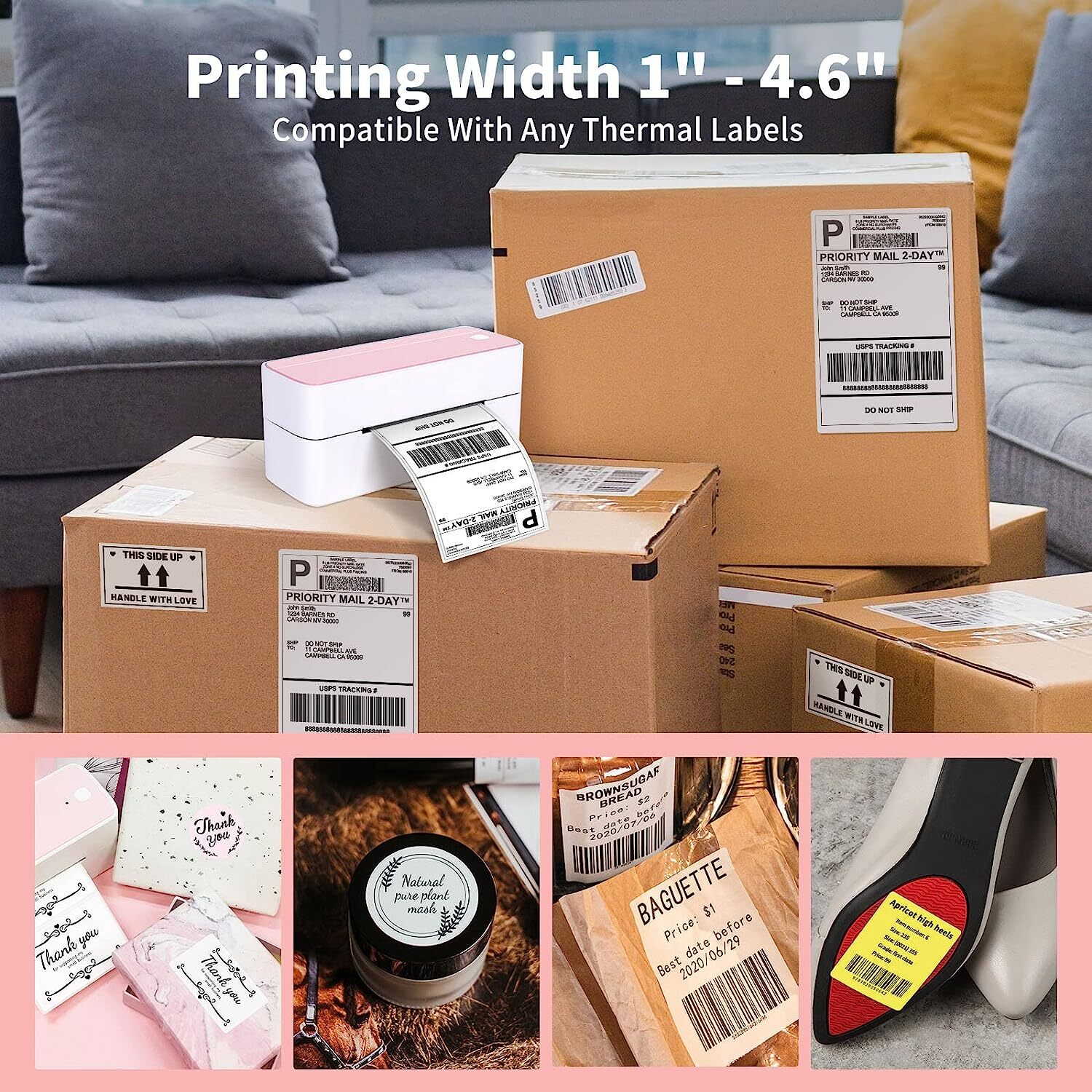 Bluetooth Shipping Label Printer for Shipping Packages Label Maker UPS USPS LOT