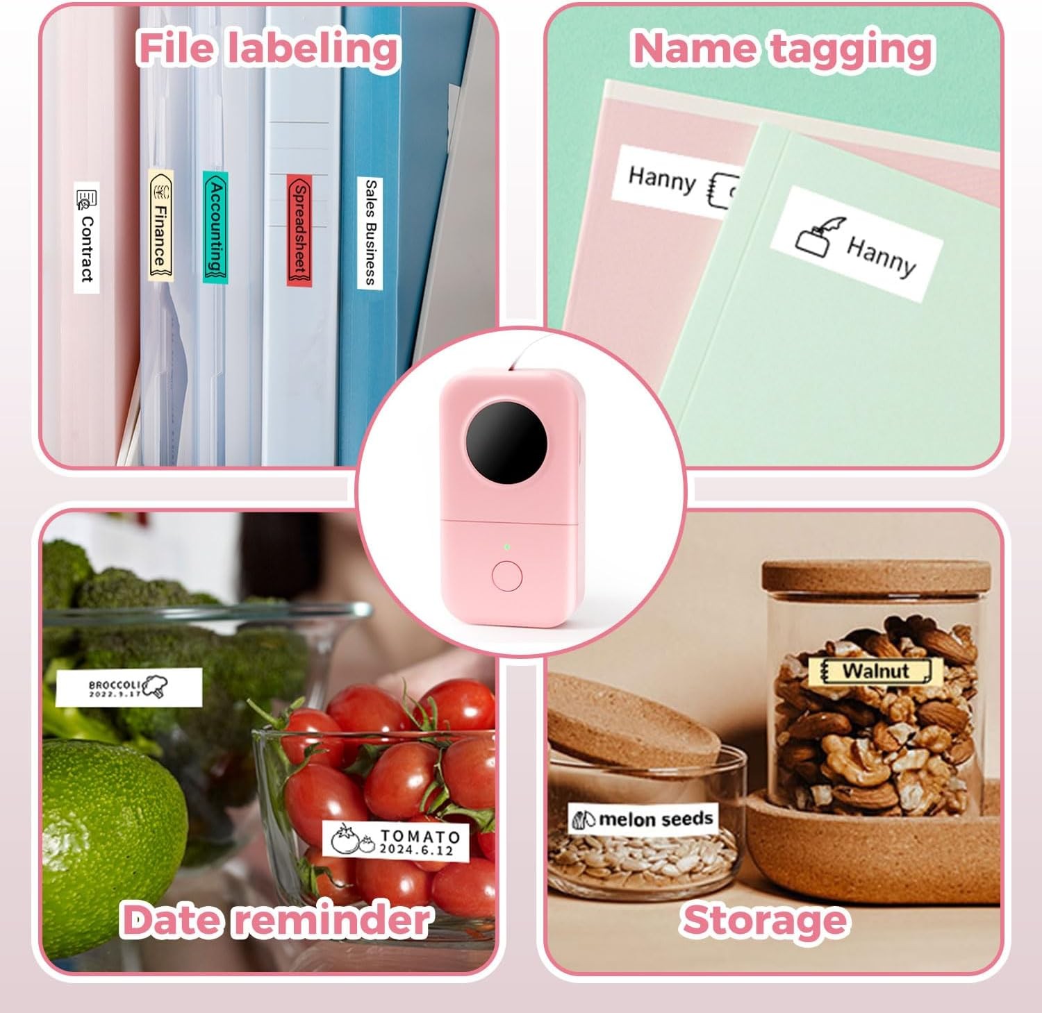 Phmemo D30 Mini Bluetooth Label Printer Protable Label Maker Machine with Tape