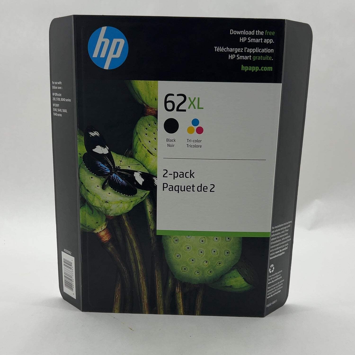 New HP 62XL F6U02BN Black, Yellow, Cyan and Magenta Ink Cartridge