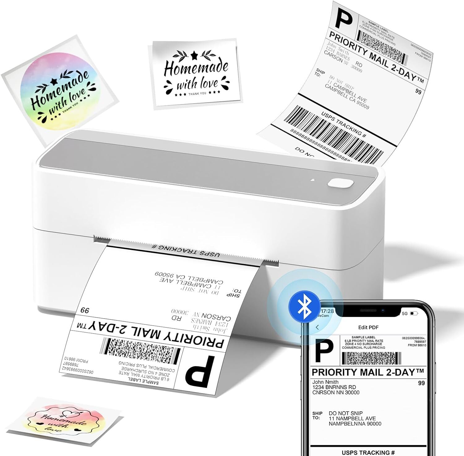 4×6 Bluetooth Thermal Shipping Label Printer for Small Business Package Mail Lot