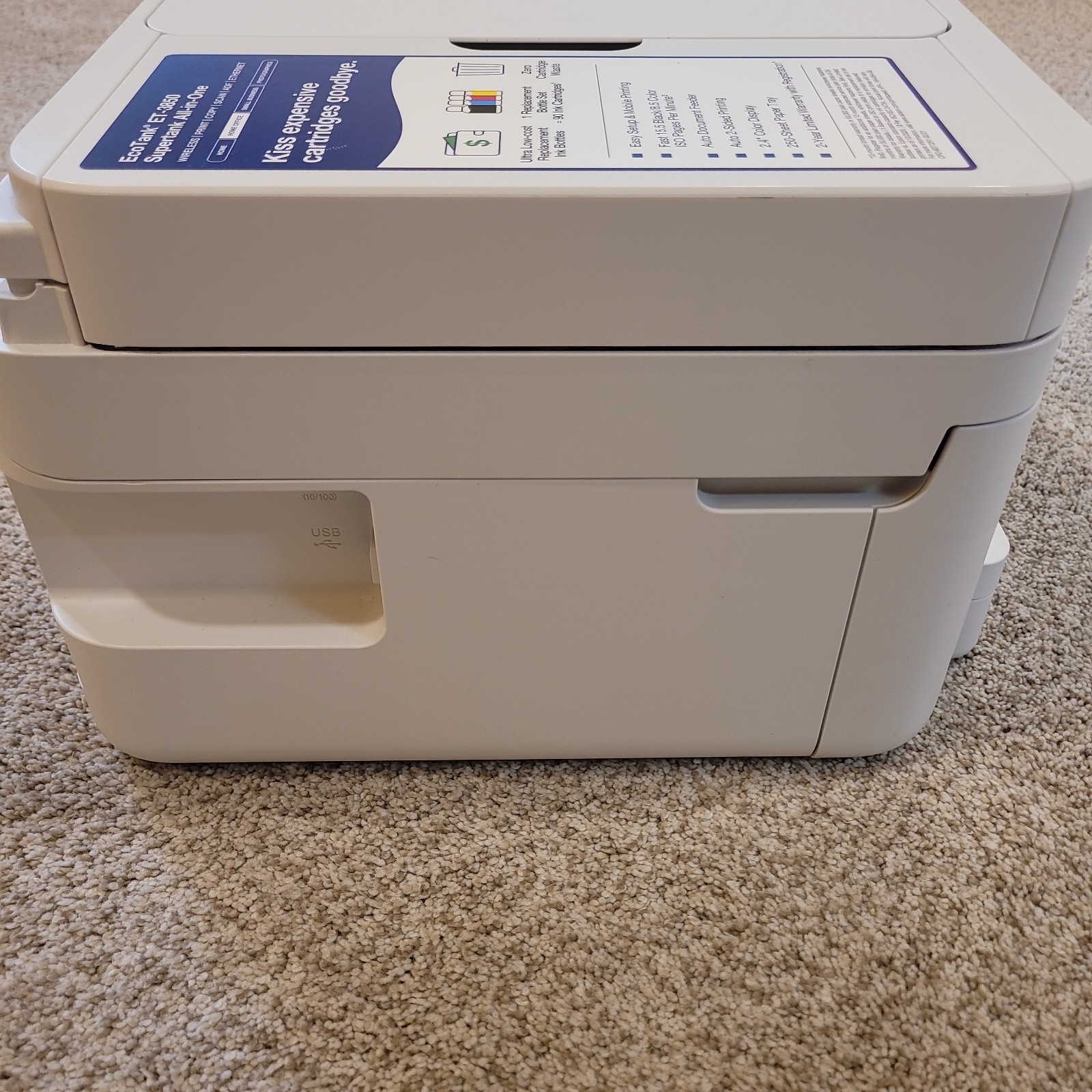 Epson EcoTank ET-3850 Wireless Color All-In-One Printer Tested Working W/ Ink