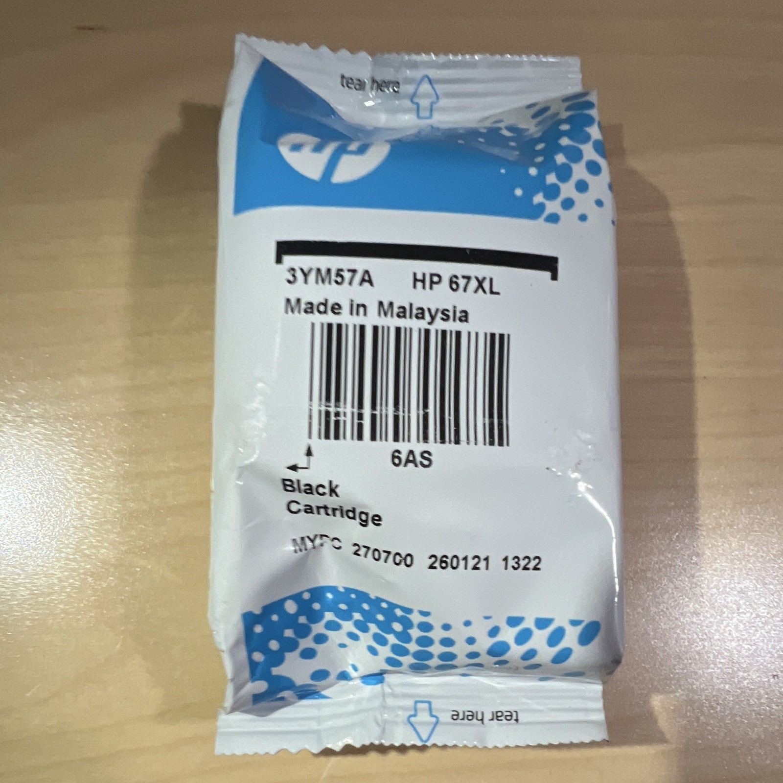 New OEM HP 67XL Black Ink Cartridge High Yield 3YM57A Genuine Original No Box