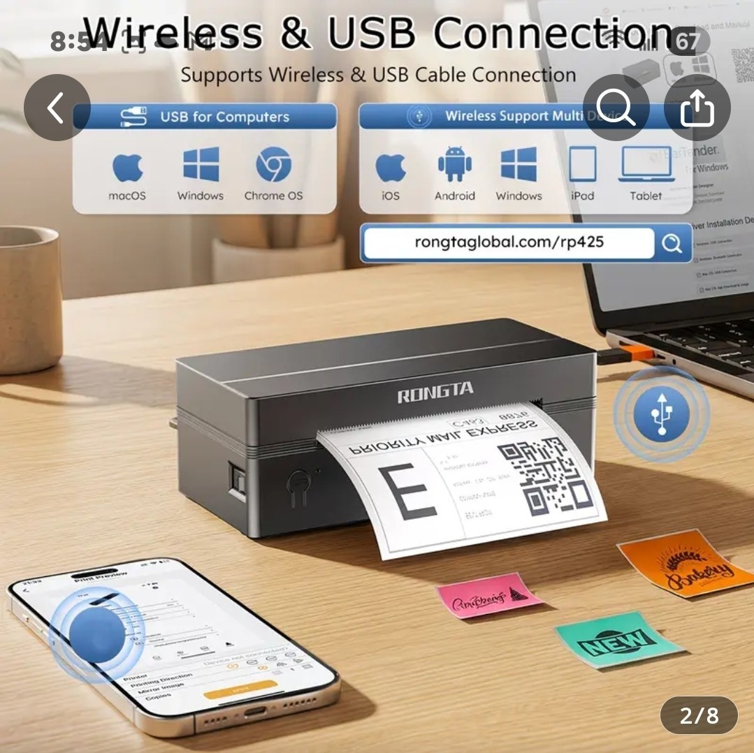 203 DPI Wireless Thermal Printer RP425 – NEW –