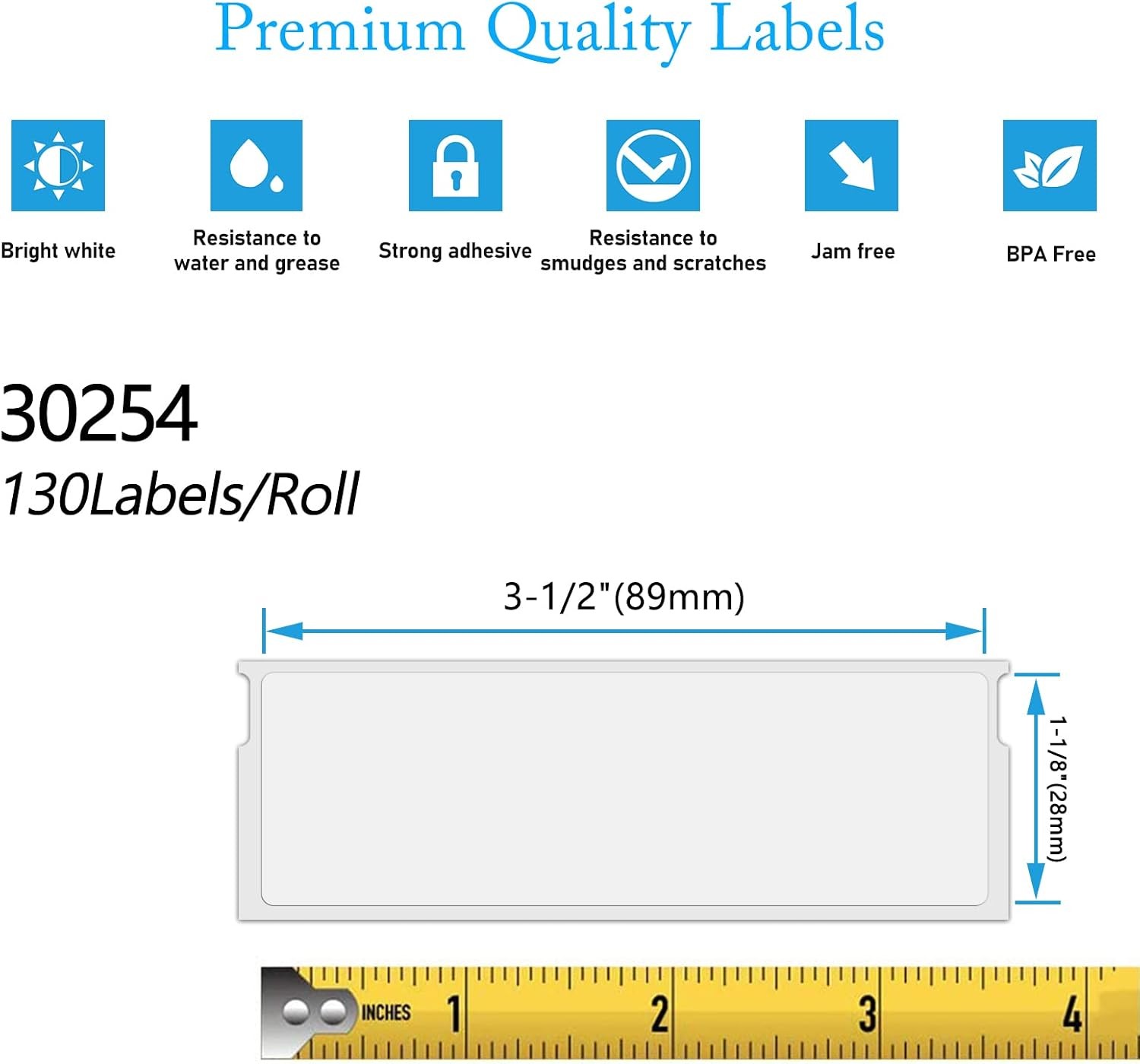 1 Roll 1-1/8″x3-1/2″ for Dymo 30254 Clear Self-Adhesive LW Mailing Address Label