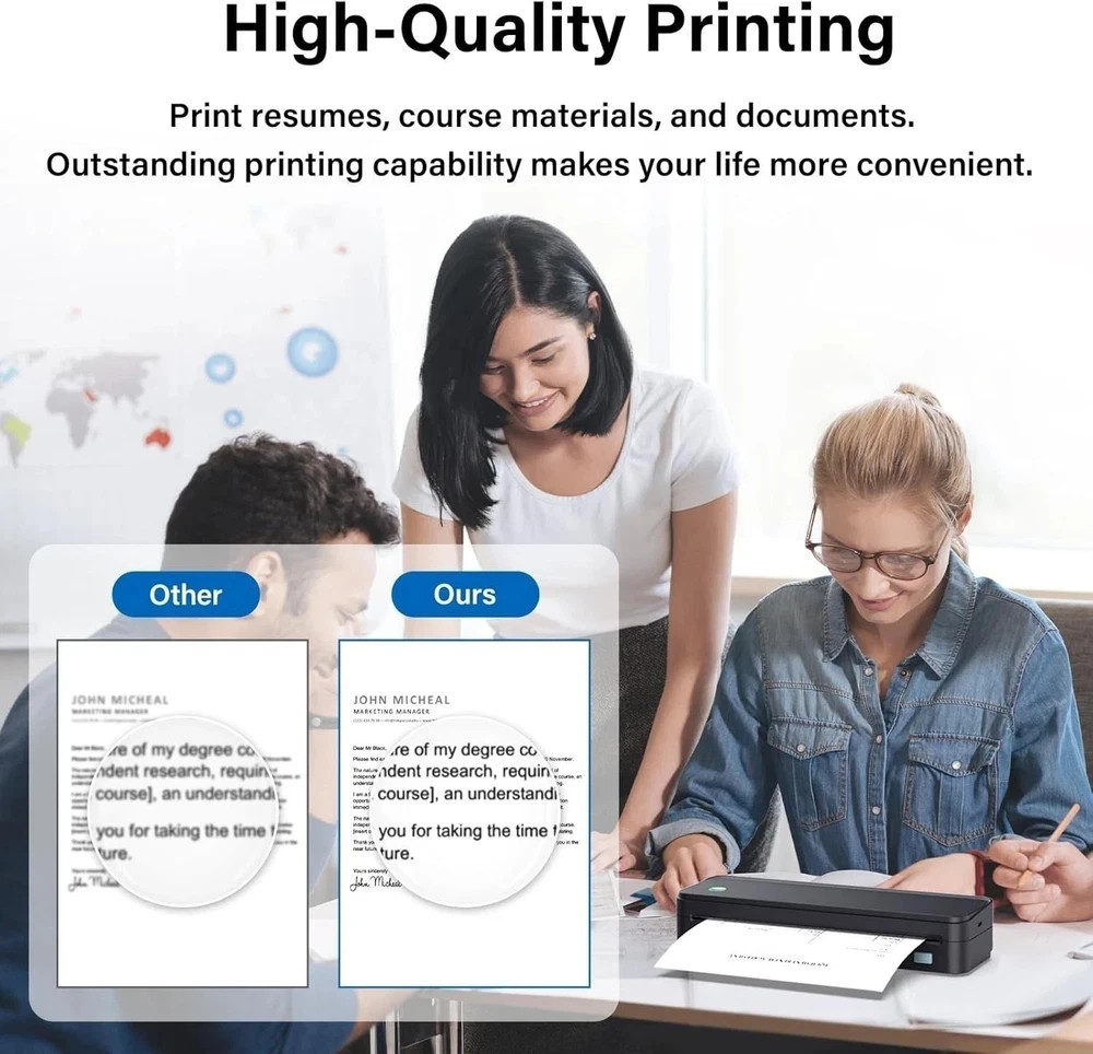 Inkless Portable Printer for Travel, Wireless Thermal Printer Supports 8.5 x …