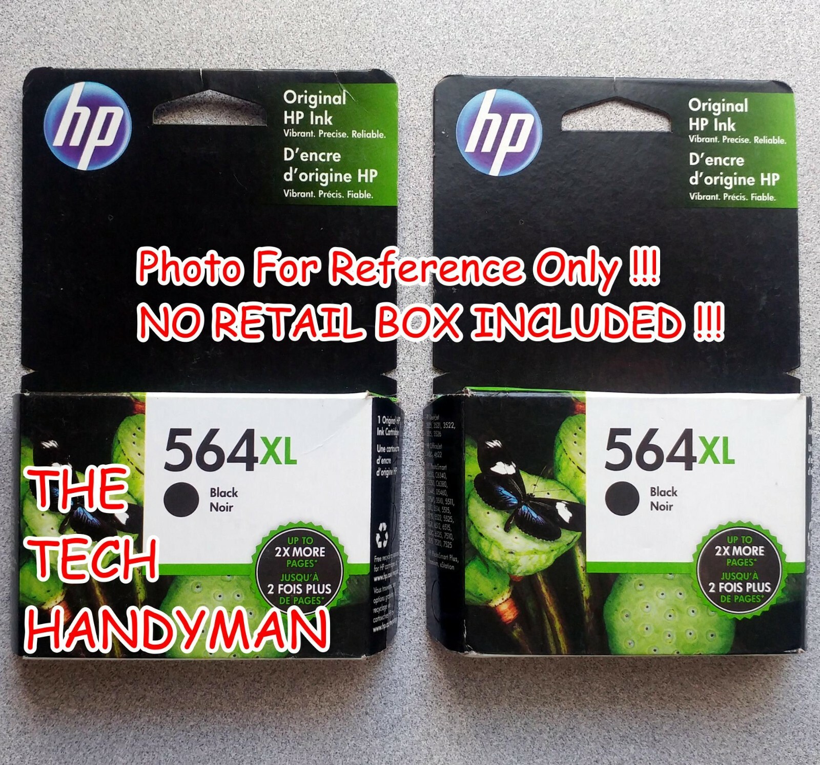 2-PACK HP GENUINE 564XL BLACK INK (NO RETAIL BOX) PHOTOSMART 6510 6515 6520 6525