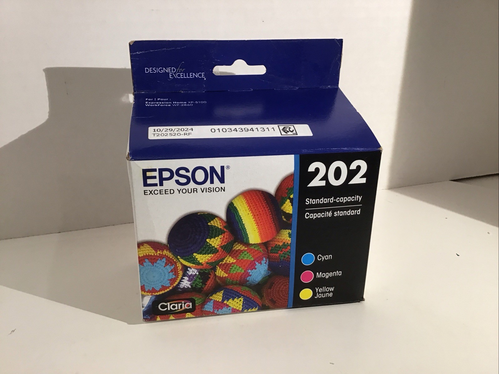 Genuine EPSON – 202 Standard Color 3 Ink Cartridges Combo – Expires 10/2027