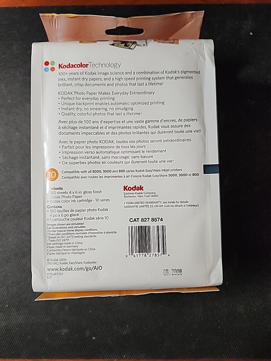 Kodak Photo Value Pack 180 4 x 6 Gloss Brilliant Sheets Color Cartridge 8278574