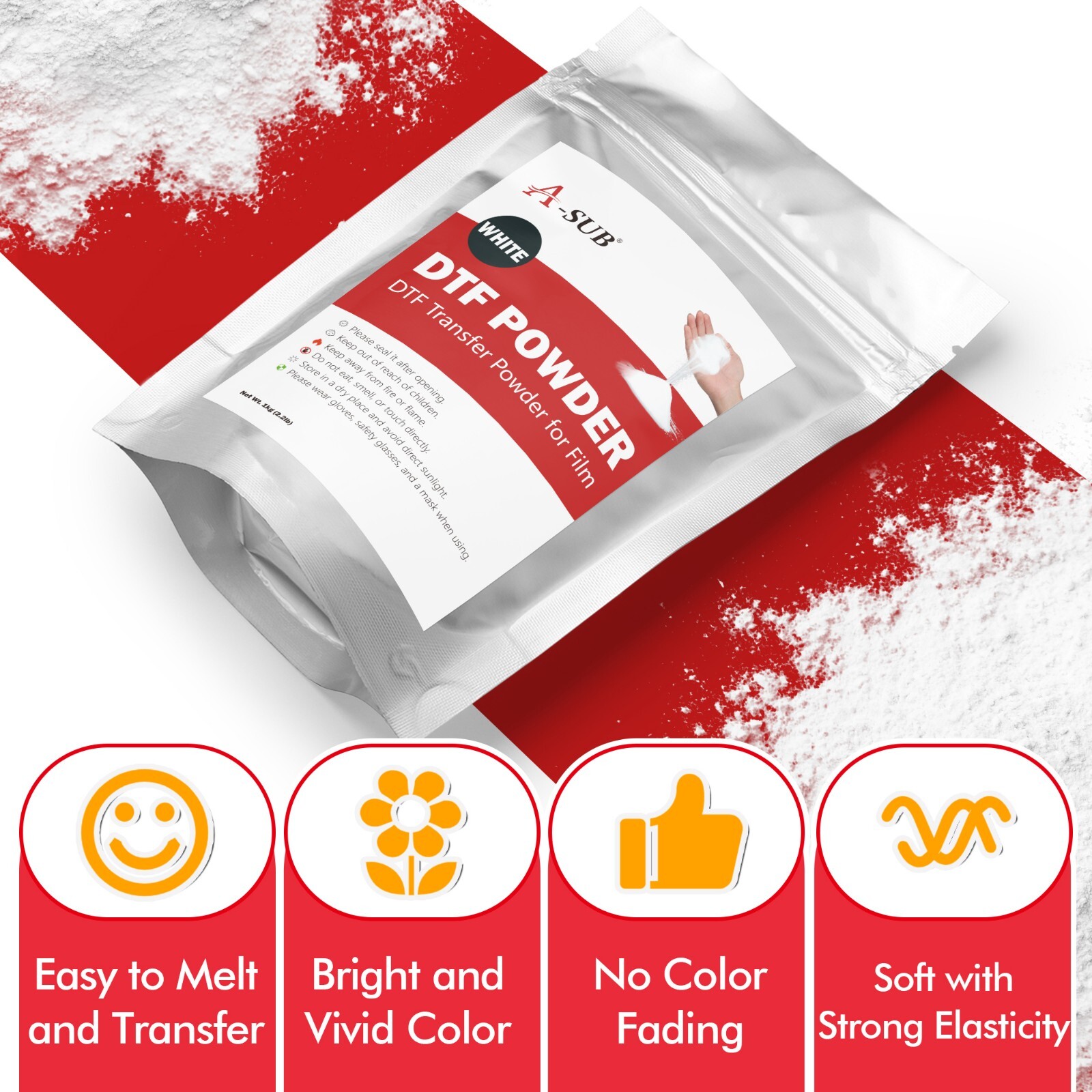 A-SUB DTF Powder for Sublimation, 33 LB Bulk White DTF Powder, 15 Packs