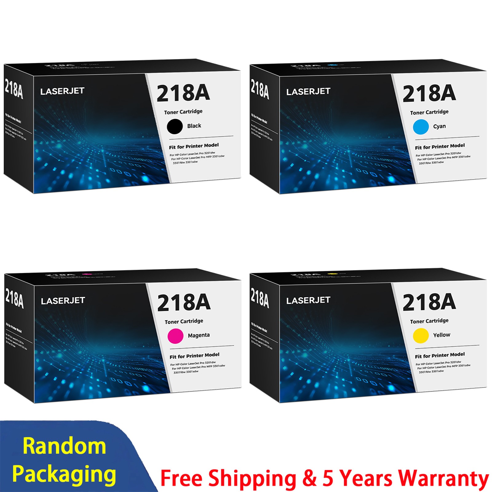 4PK 218A Toner Fit for HP W2180A 218X Color LaserJet Pro MFP 3301sdw 3301 3201dw
