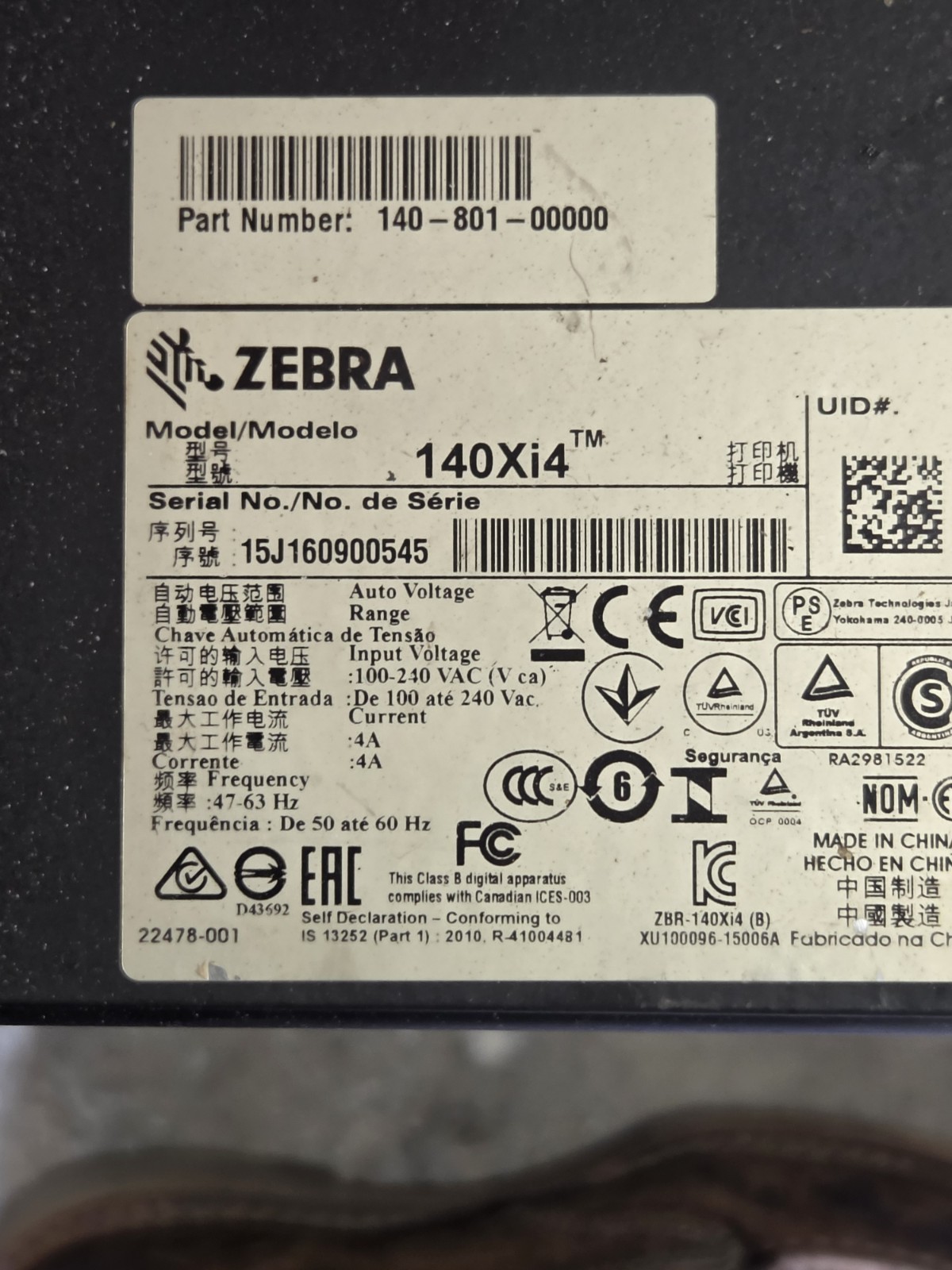 Zebra 140Xi4 Label Printer 203 dpi Commercial Thermal Transfer Ethernet USB