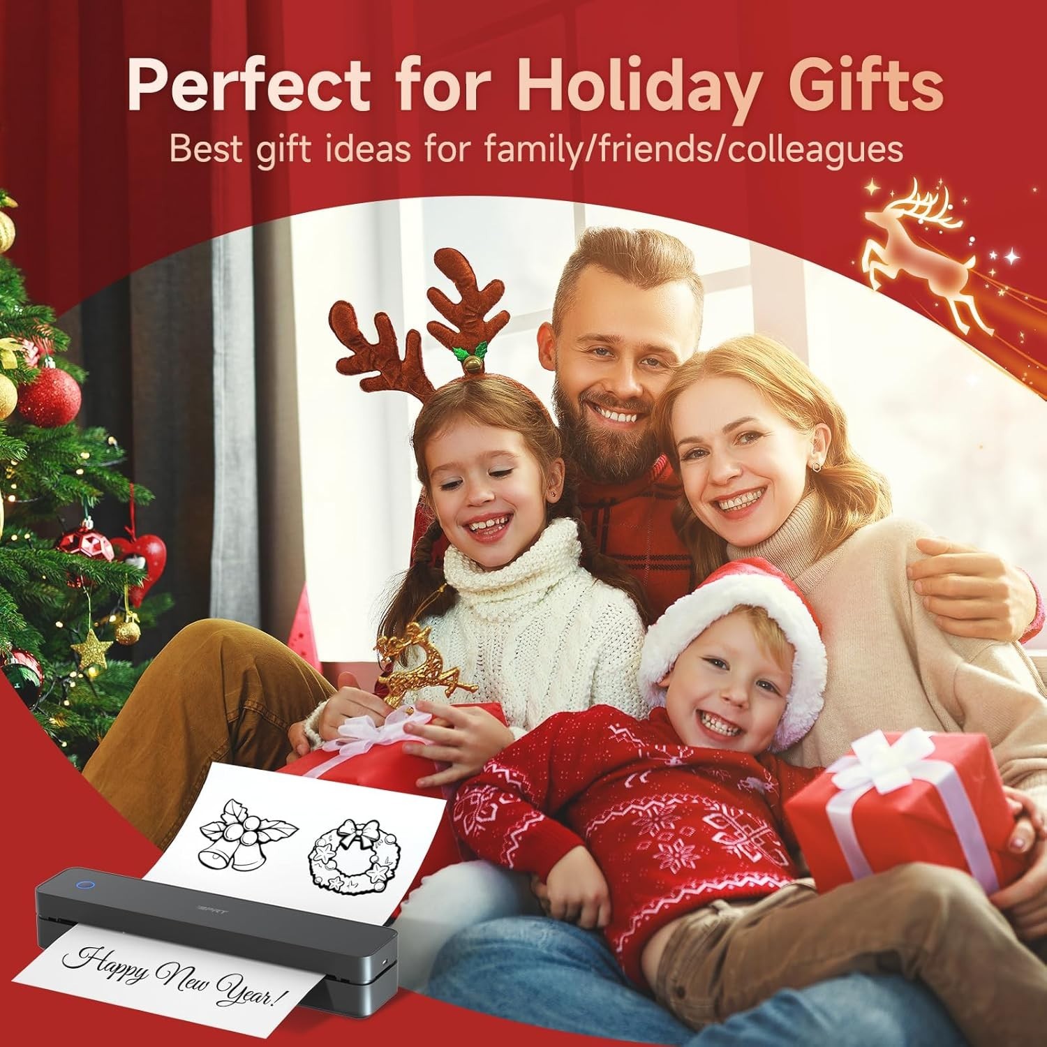 iDPRT Portable-Printer Wireless for Travel,300DPI Inkless Thermal Small Printers