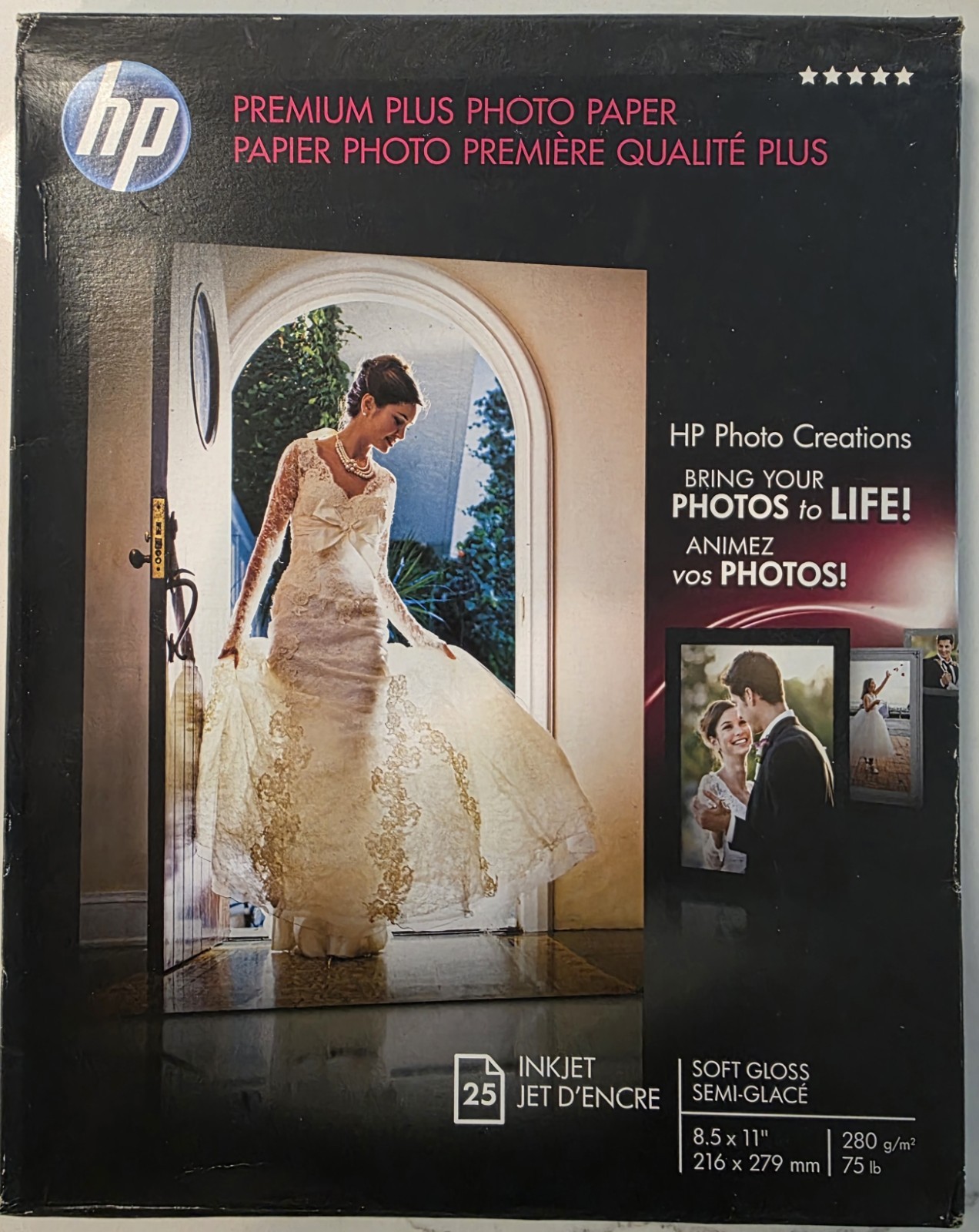 Genuine HP Premium Plus Photo Paper 75lbs. Soft-Gloss 8-1/2 x 11” 50 Sheets 2X25