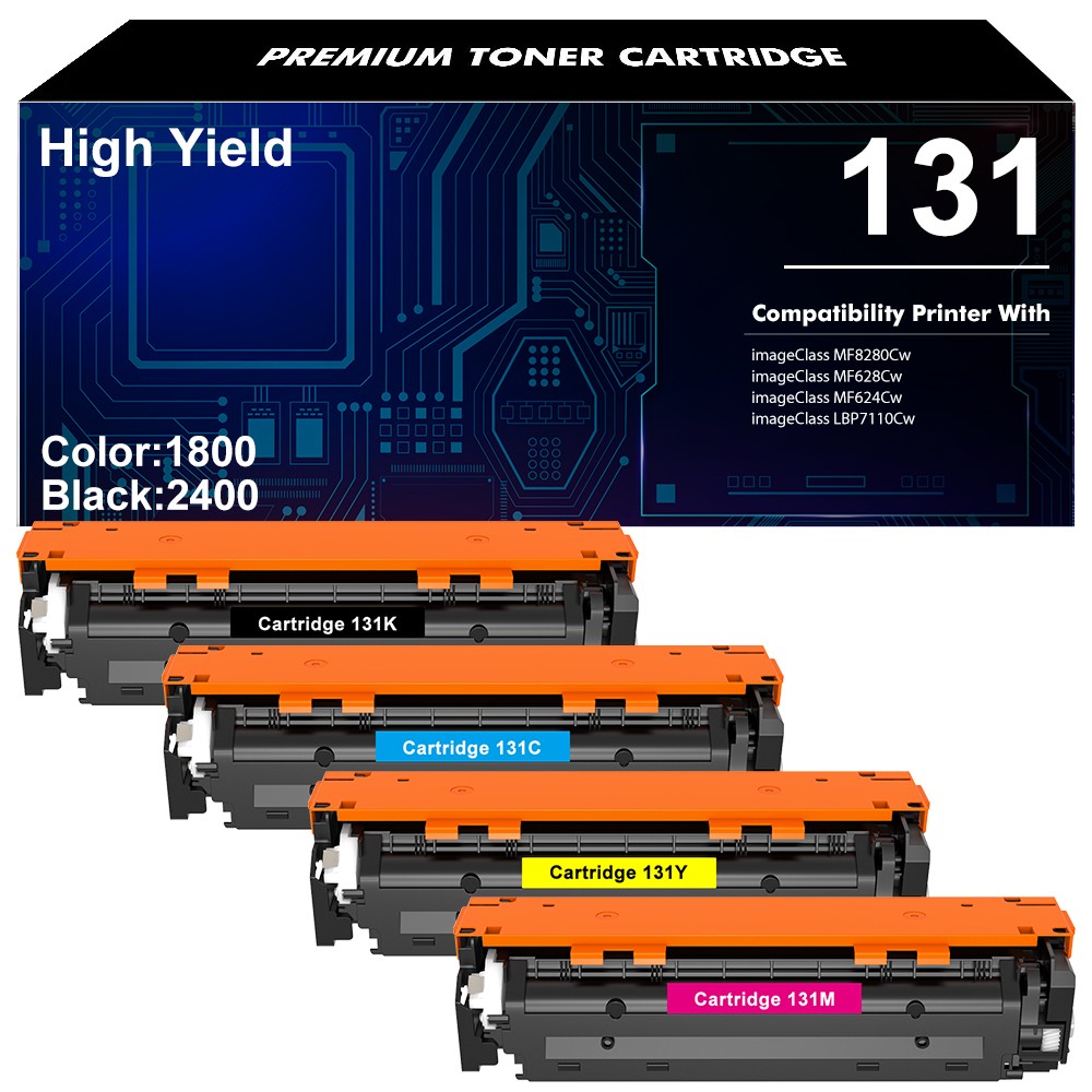 4PACK CRG131 Toner for Canon 131 imageCLASS LBP7110Cw MF624Cw MF628Cw MF8280Cw