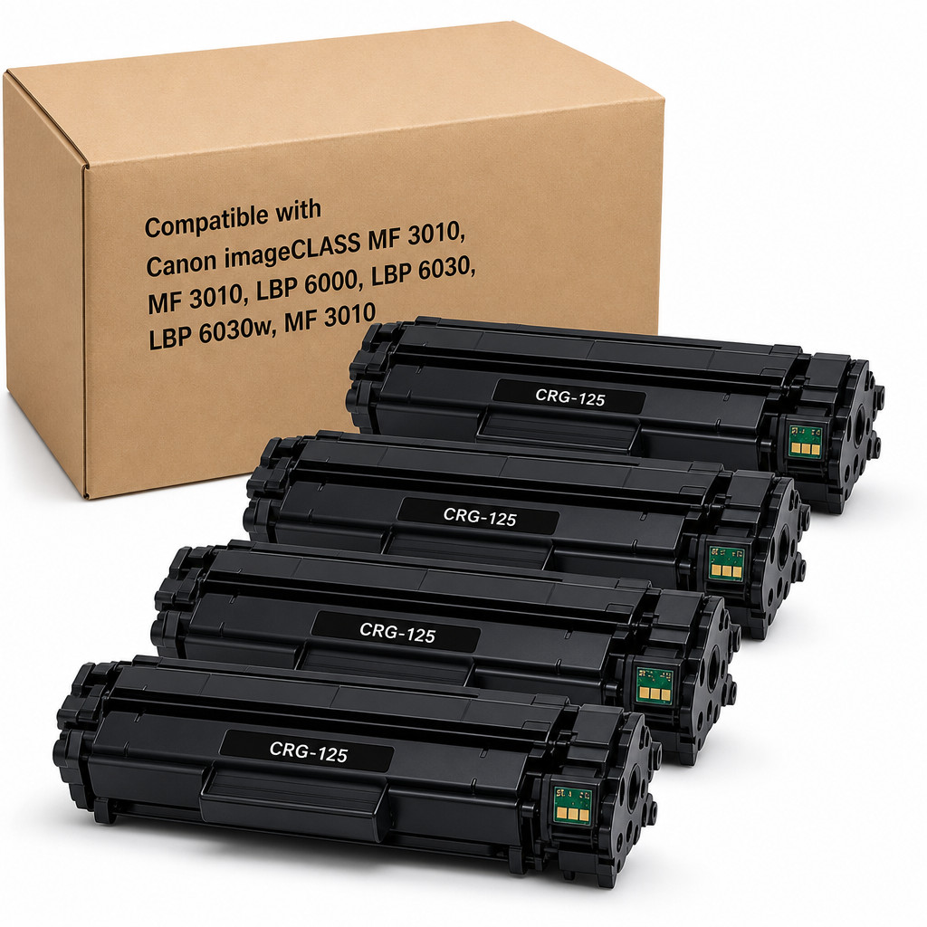 4PK CRG-125 Toner Cartridge for Canon ImageClass LBP6000 LBP6030w MF3010, Black