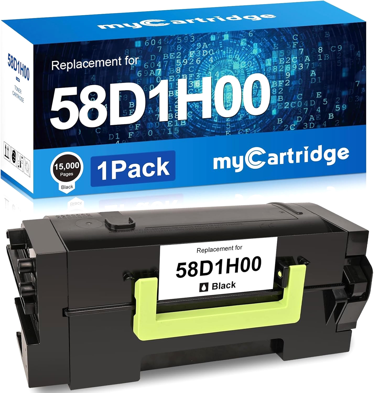 Black Toner Cartridge Replacement for Lexmark 58D1H00, MS821–MS826 & MX721–MX826
