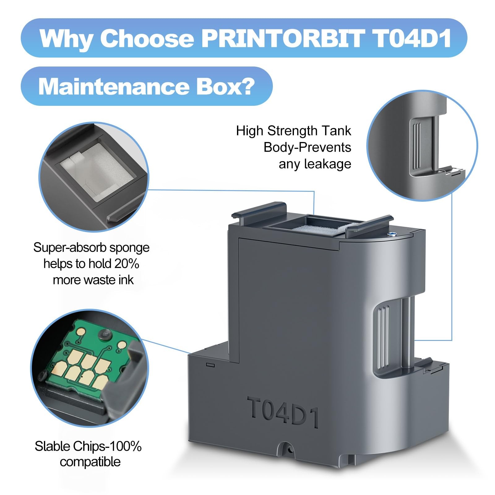 2 PCS T04D1 T04D100 Ink Maintenance Box Fits ET15000 ET3750 ET3760