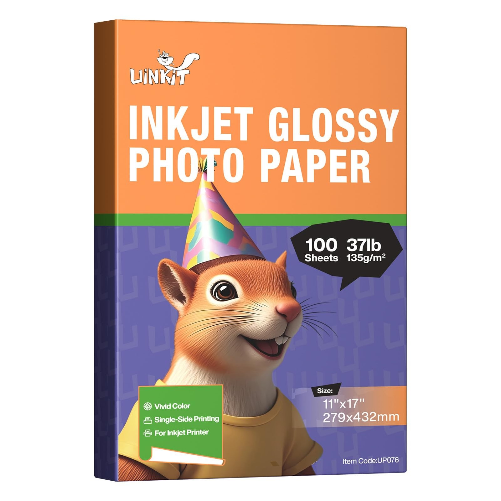 11×17 Glossy Inkjet Photo Paper 100 Sheets 37lb Single Side Print Poster Paper