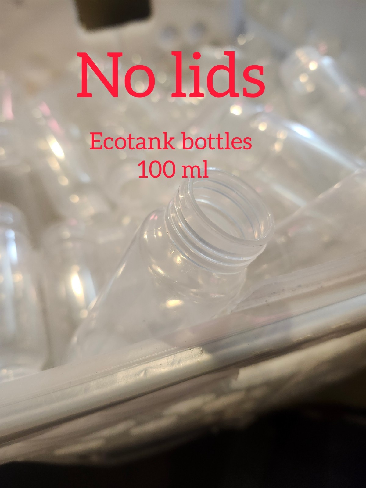 50 NO LID Empty 100 MLl bottles for ET printers eco Tank printers Eco