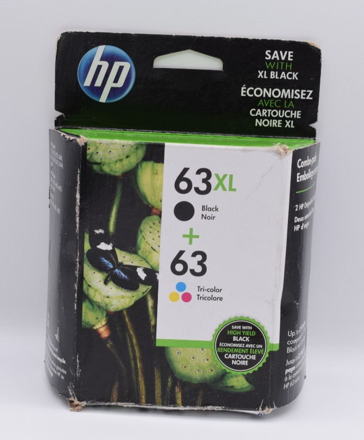 HP 63XL Black and HP 63 Regular Color Genuine Ink Cartridge Expired NOV 2018