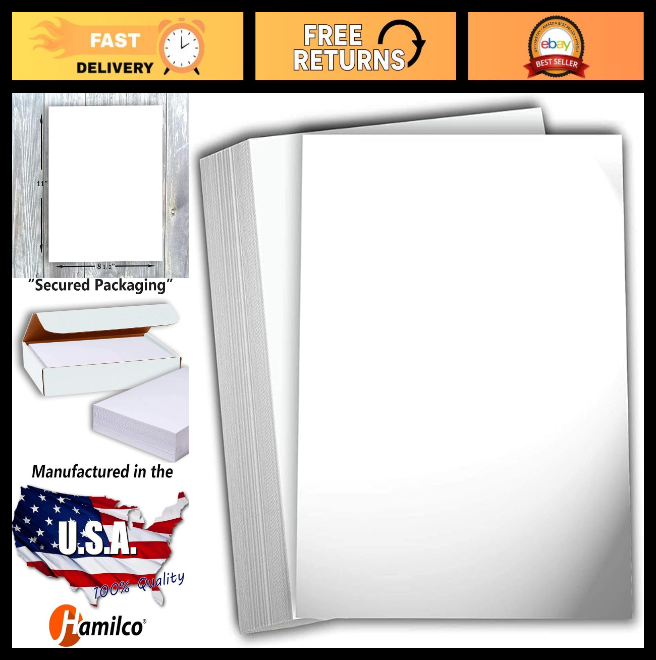 Glossy White Laser Printer Paper 8.5×11″ – 100 lb Text, 400 Sheets, High Quality