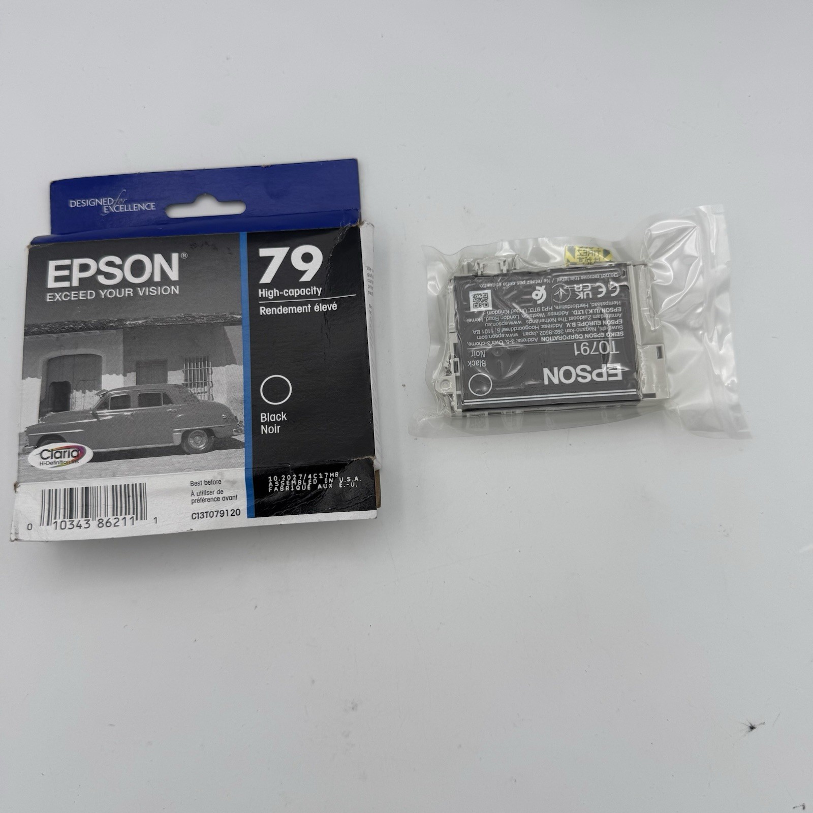 Genuine Epson 79 T0791 Black Ink Cartridge Expiration 10/2027
