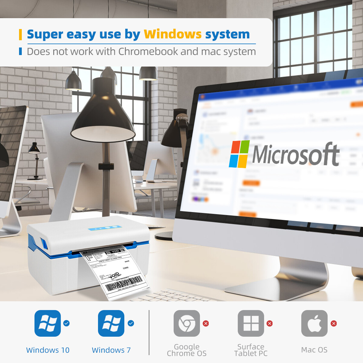 USB Shipping Label printer Direct Thermal Barcode ThermalPrinter Support Windows