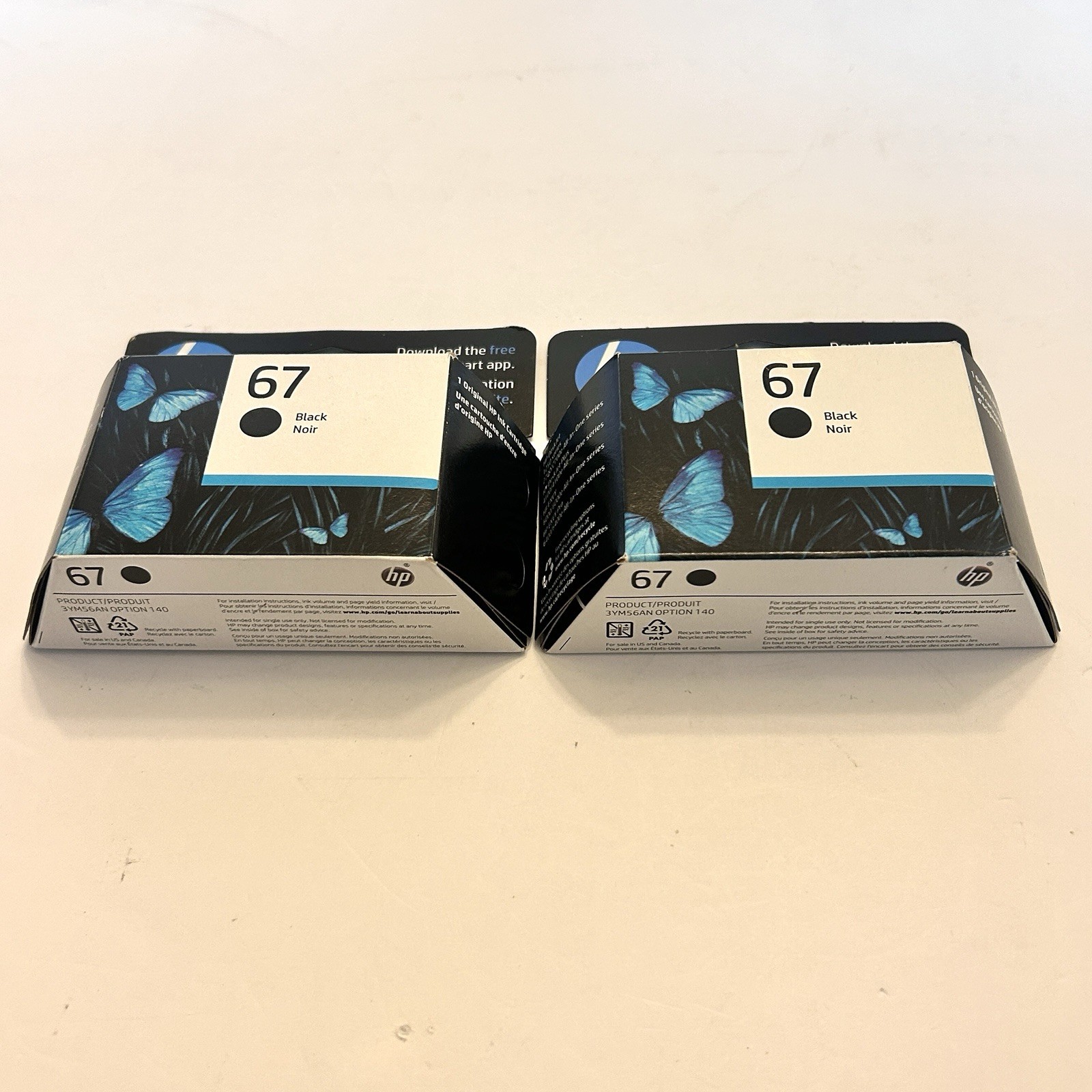 HP OEM Genuine Original 67 2-Pack Bundle Black Ink Cartridges NEW! Exp. 2024