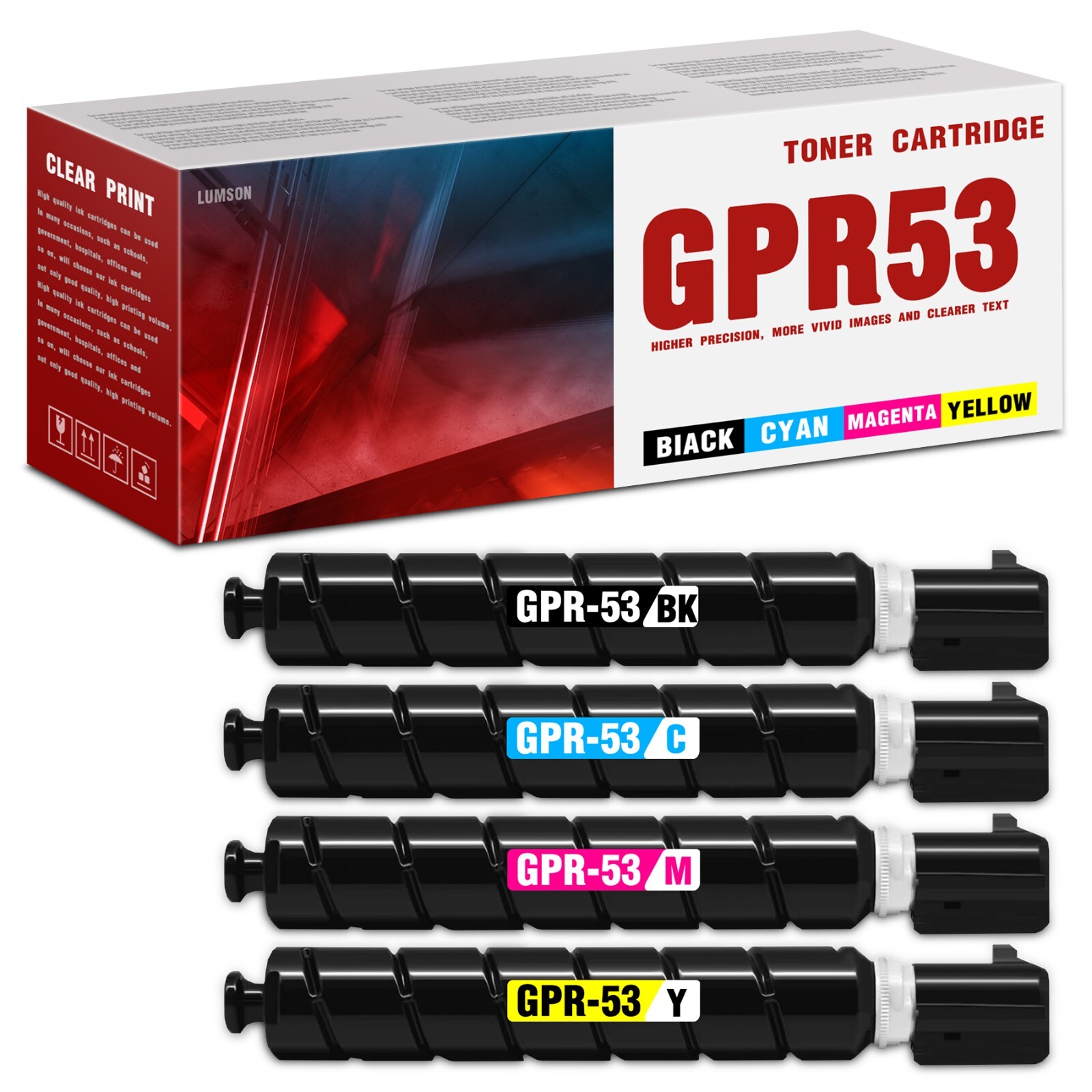 4-Pack GPR-53 Toner Cartridges Replacement for Canon C3325 C3330 C3525 C3530
