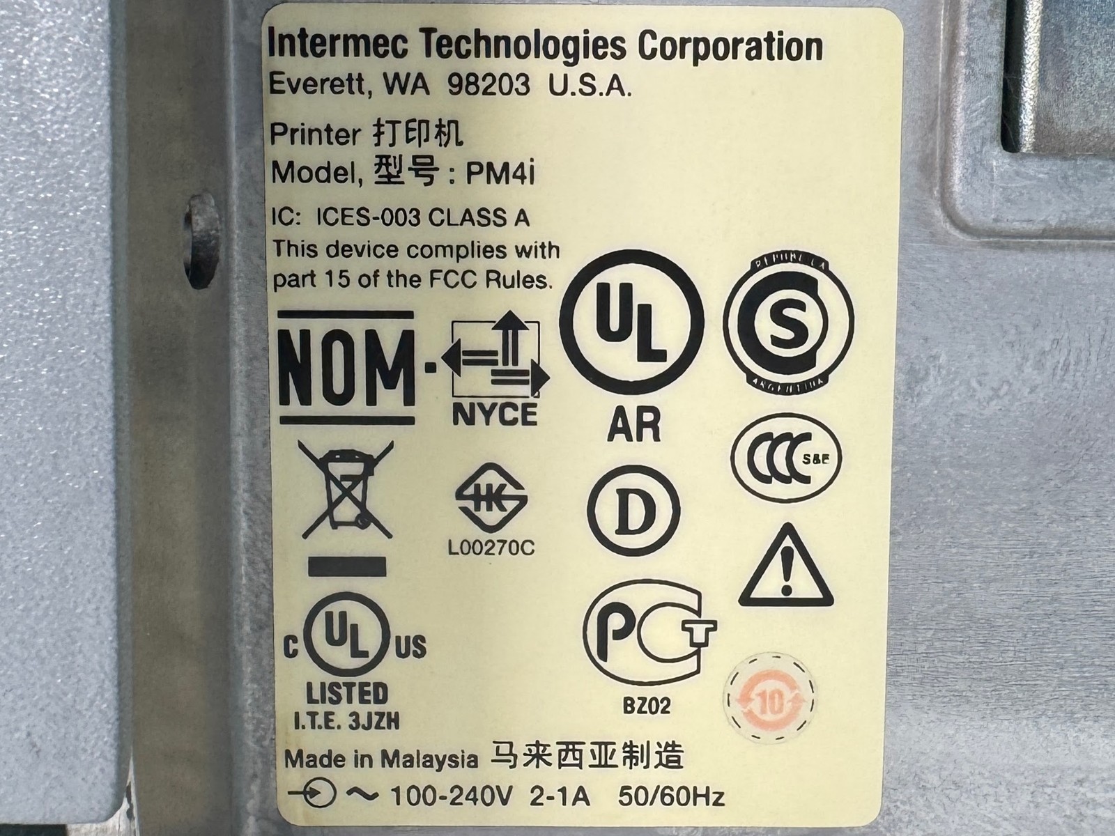 Intermec EasyCoder PM4i Thermal Transfer Barcode Label Printer WiFi LAN USB