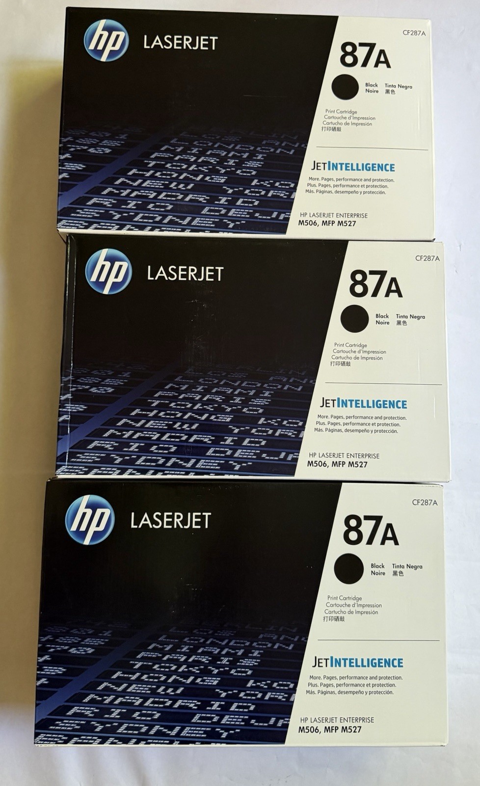 3 HP 87A Black CF287A Toner Cartridge New Sealed OEM