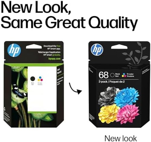HP 68 Black/Tri-Color Ink Cartridges (2-Pack) | Works with Envy 6100e, 6500e …