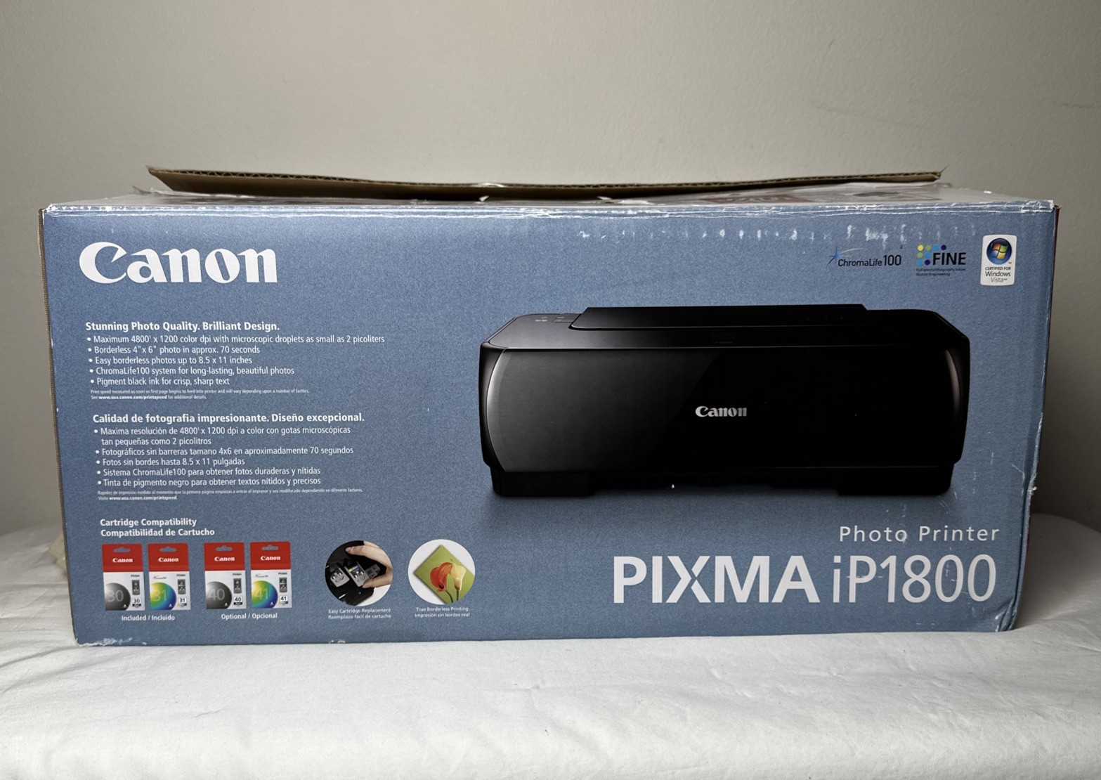 Canon PIXMA iP1800 Photo Printer USB 4800×1200 DPI ChromaLife100 Inkjet Color