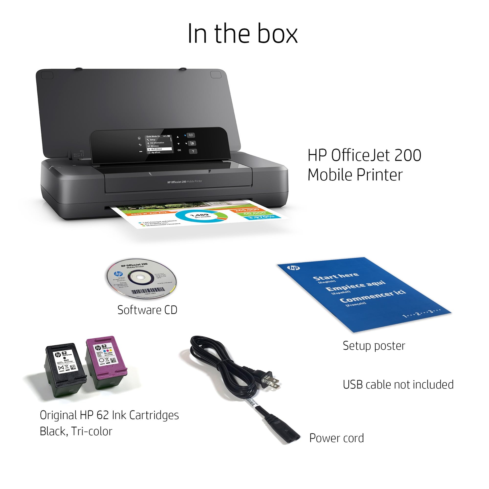 HP OfficeJet 200 Wireless Mobile Printer, Battery included (CZ993A)