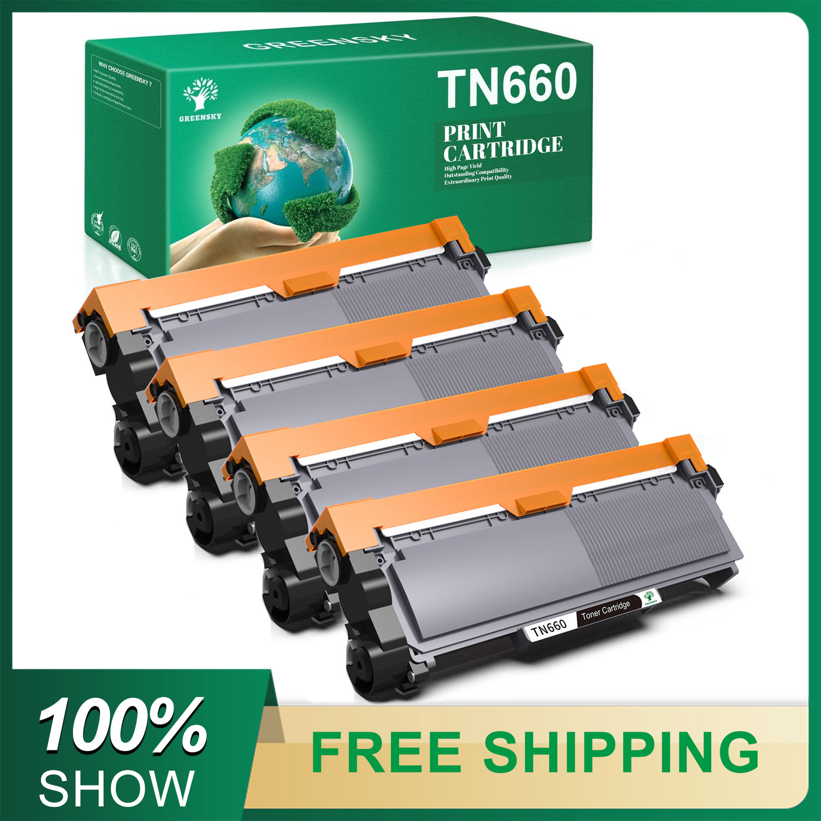 4PK HY TN660 Toner Cartridge For Brother HL-L2300D MFC-L2700DW DCP-L2540DW TN630