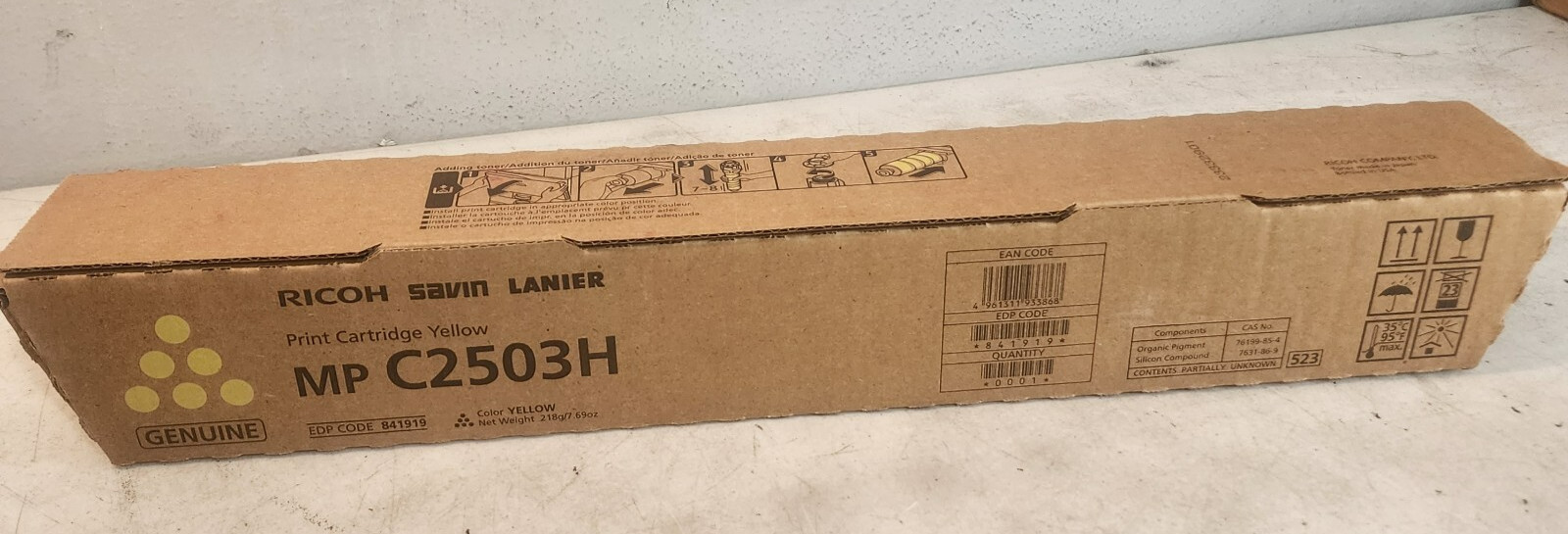 Ricoh 841919 MP C2503H Yellow Toner Cartridge Genuine New Sealed Boxed Free Ship